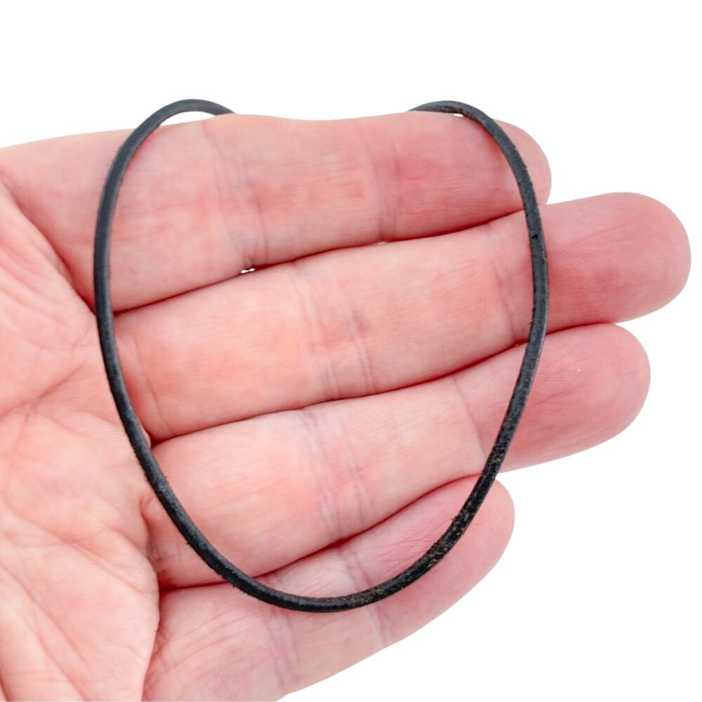 Vintage Sterling Silver 925 Black Leather Cord Necklace 16.5-18.5"